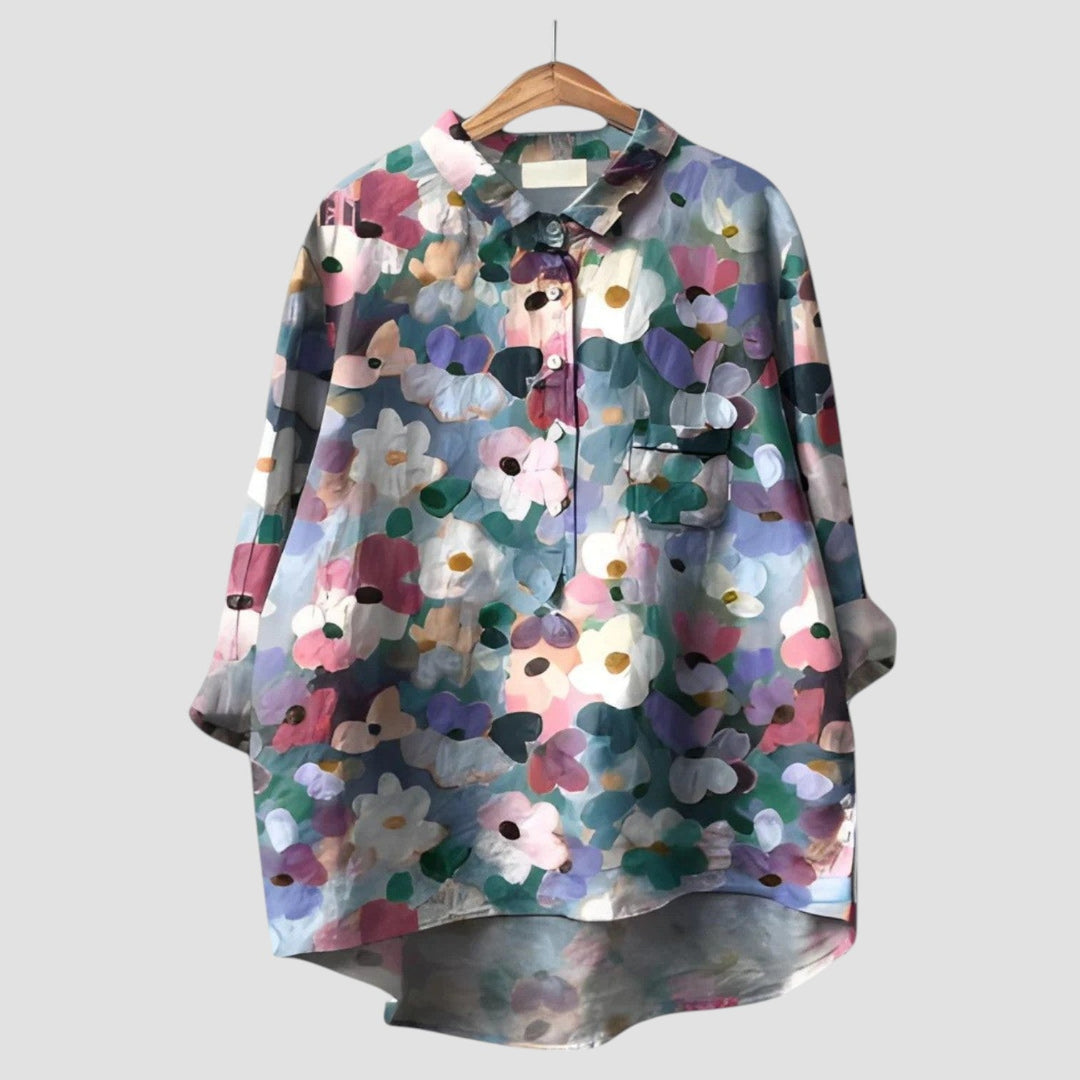 Lunali™ | Camicia oversize con motivo floreale artistico