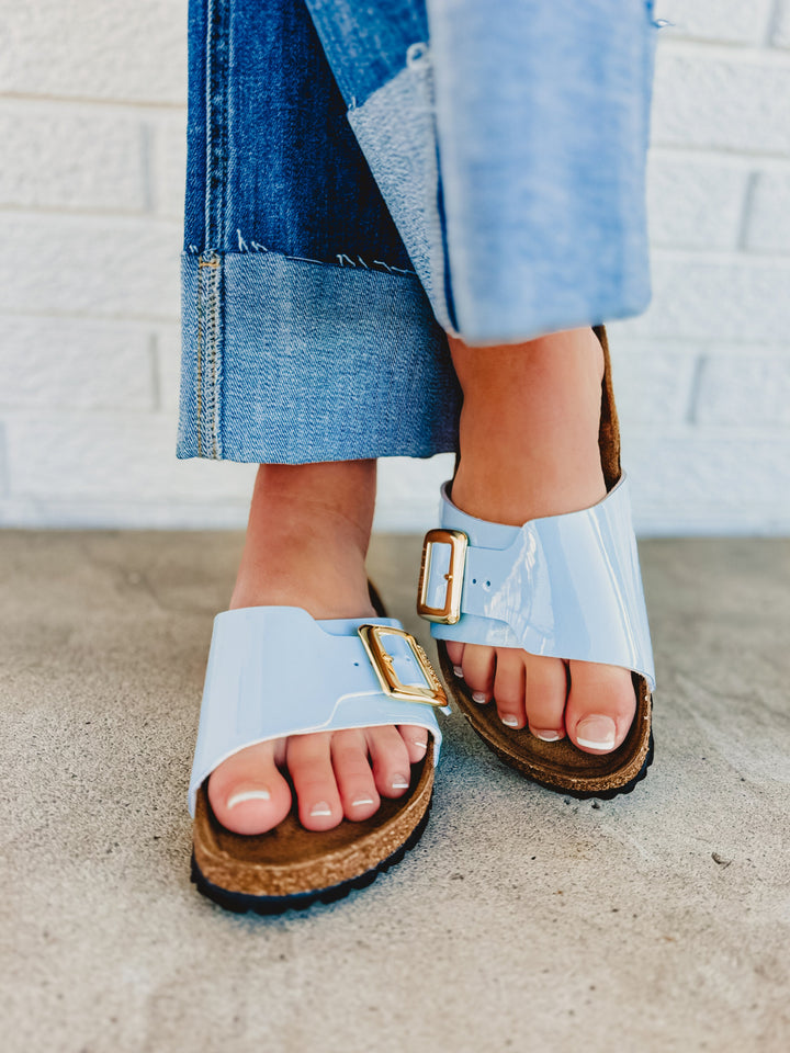 Sandalo Birkenstock Catalina Luxe con fibbia - Azzurro pastello lucido