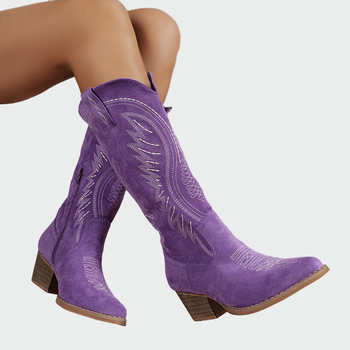 Brianna - Eleganti stivali western ricamati