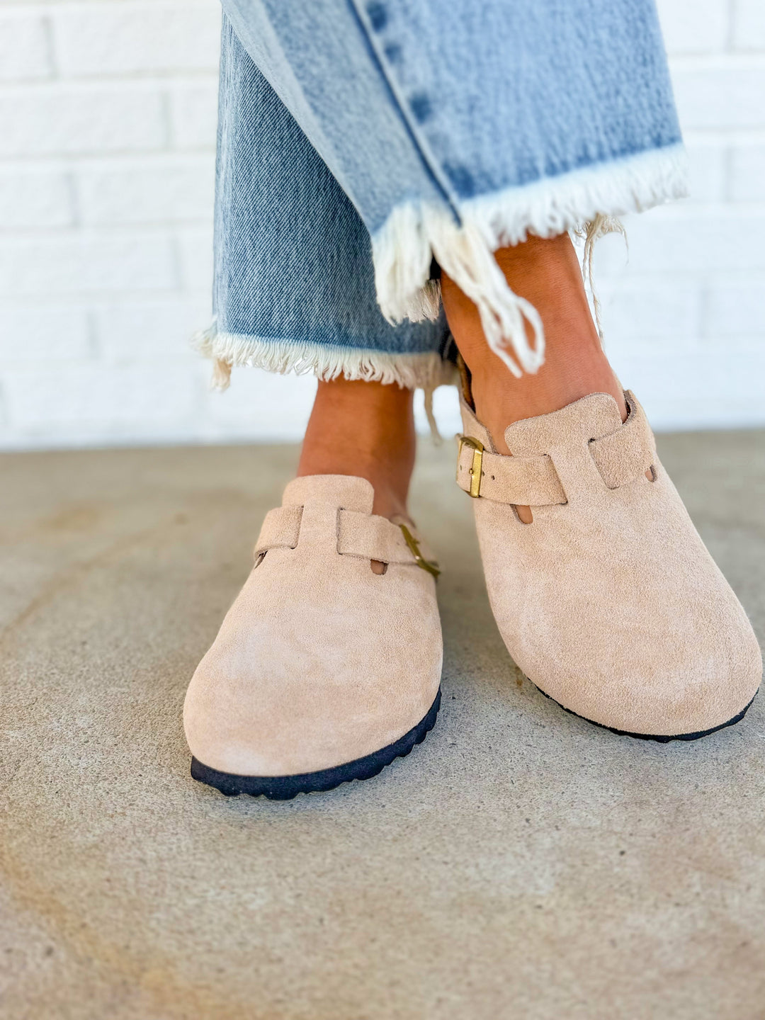 Zoccoli Birkenstock Boston in pelle scamosciata - Sandcastle