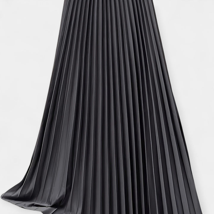 Long Pleated Satin Skirt