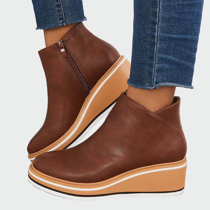 Leah - Orthopedic Faux Leather Ankle Boots