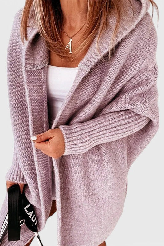 Cardigan in maglia oversize con cappuccio