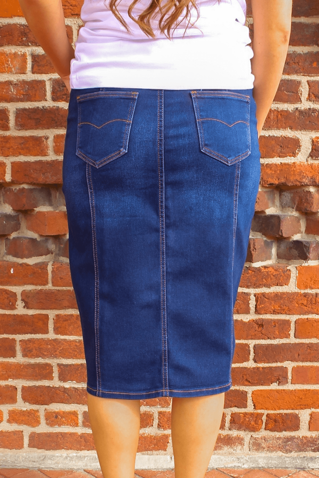 Gonna di jeans scura a pannelli