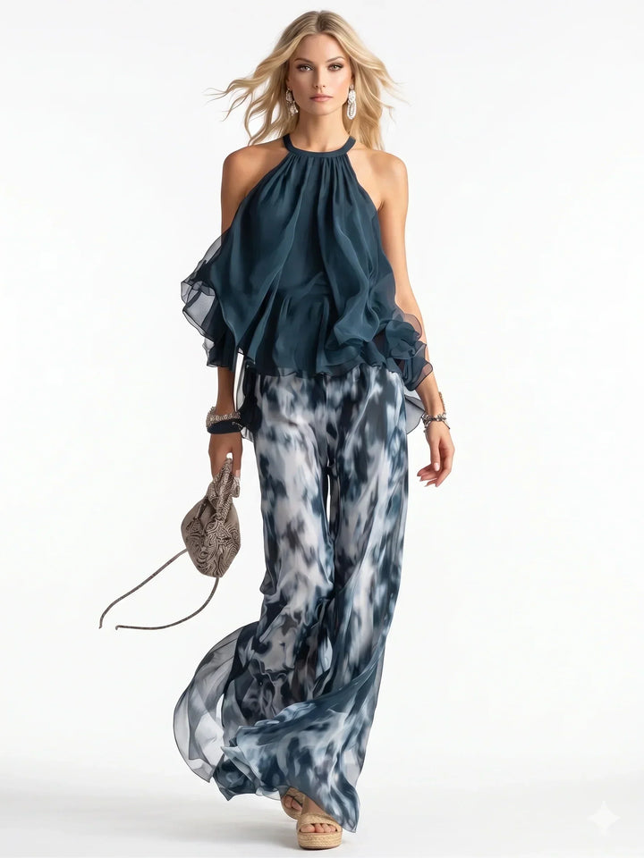 Elegante completo in chiffon a due pezzi