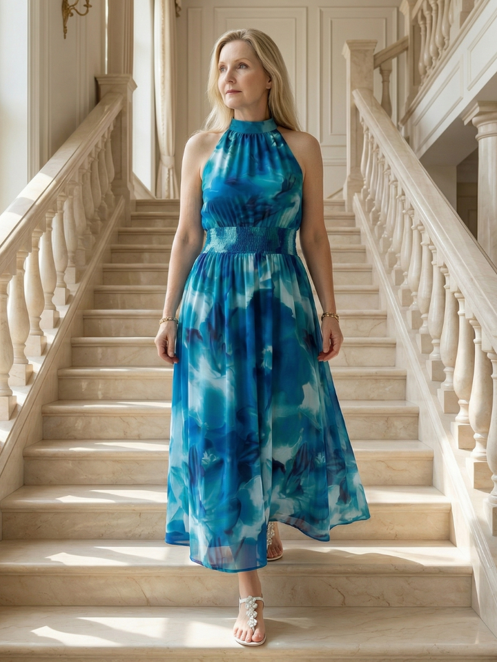 Sylin | Vestito midi con scollo all'americana arricciato