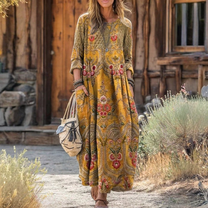 Mia - Abito casual a maniche lunghe di ispirazione vintage