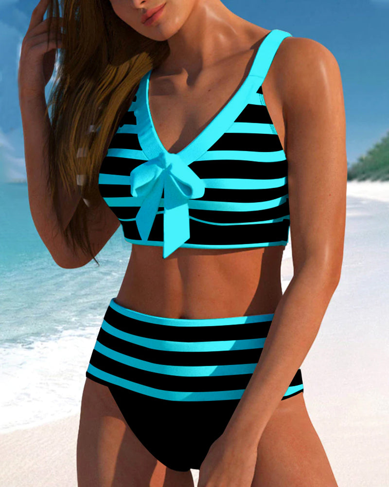 Horana™ | Bikini a righe a vita alta