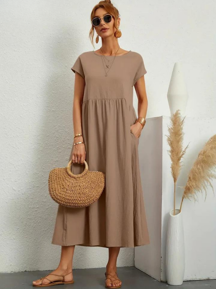 Anro™ | Abito essenziale in cotone e lino dallo stile elegante