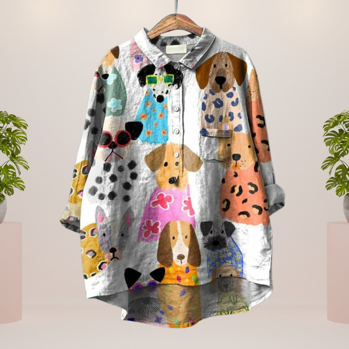 Camicia stampata artistica alla moda e alla moda