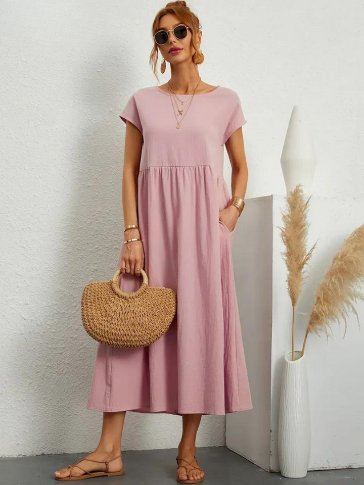 Anro™ | Abito essenziale in cotone e lino dallo stile elegante
