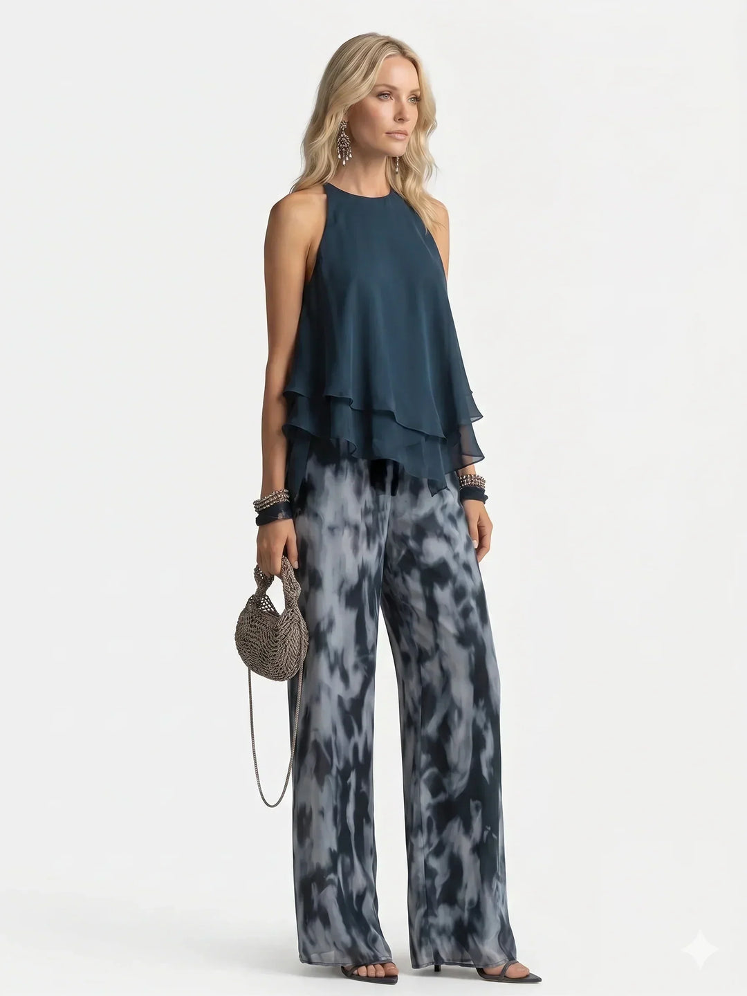 Elegante completo in chiffon a due pezzi