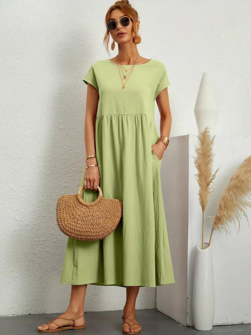 Anro™ | Abito essenziale in cotone e lino dallo stile elegante