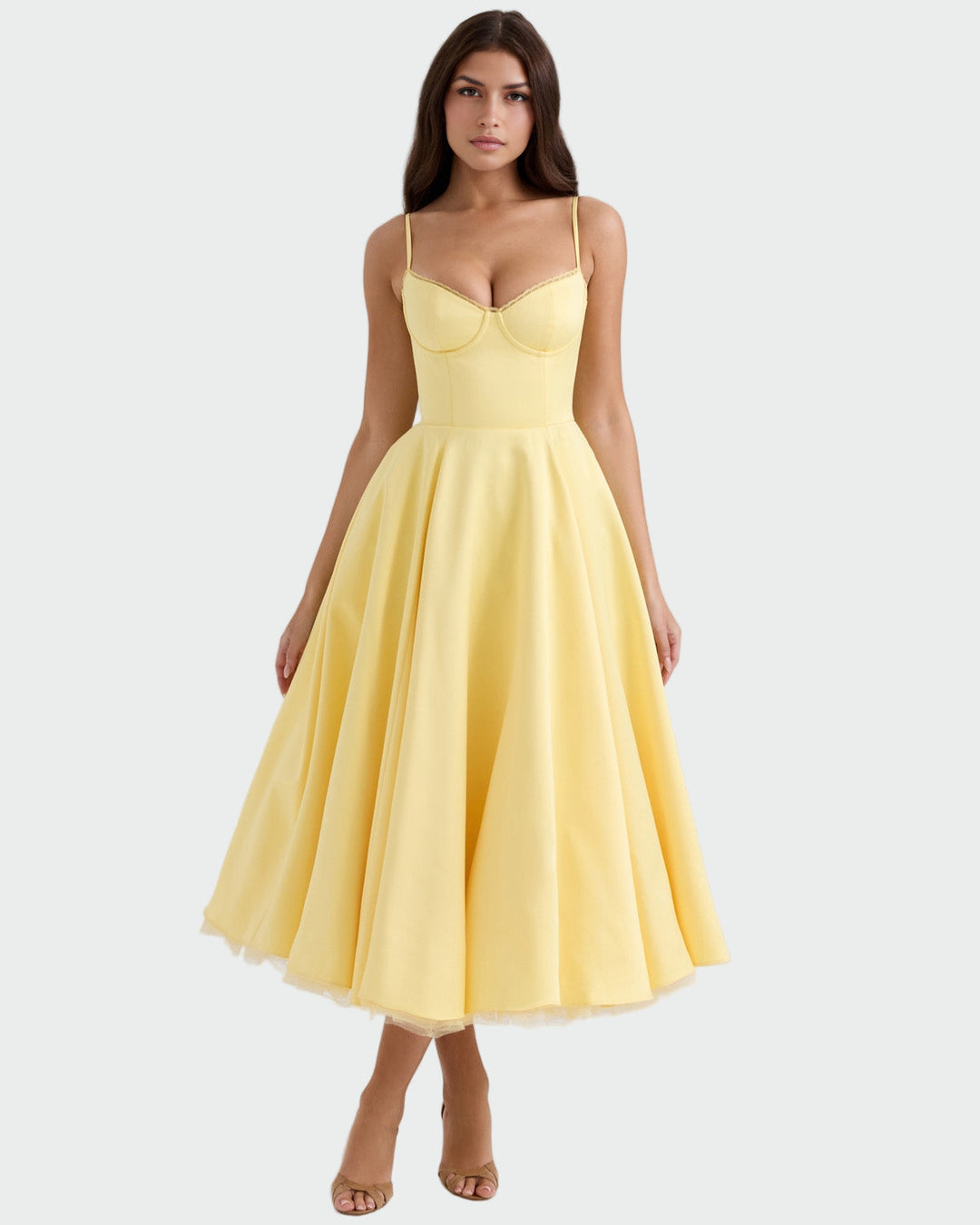 Anna – Yellow Midi Dress