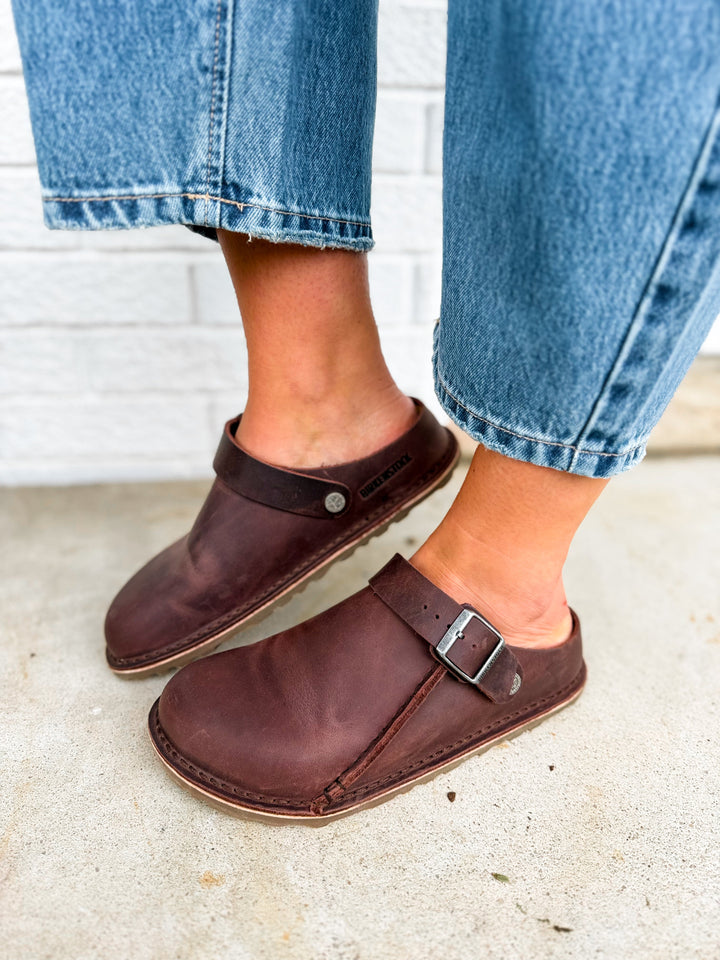 Zoccoli Birkenstock Lutry in pelle oliata premium - Habana
