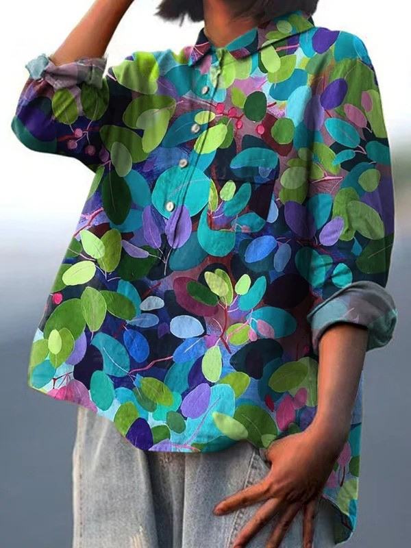 Lotte | Camicetta casual da donna con stampa artistica foresta