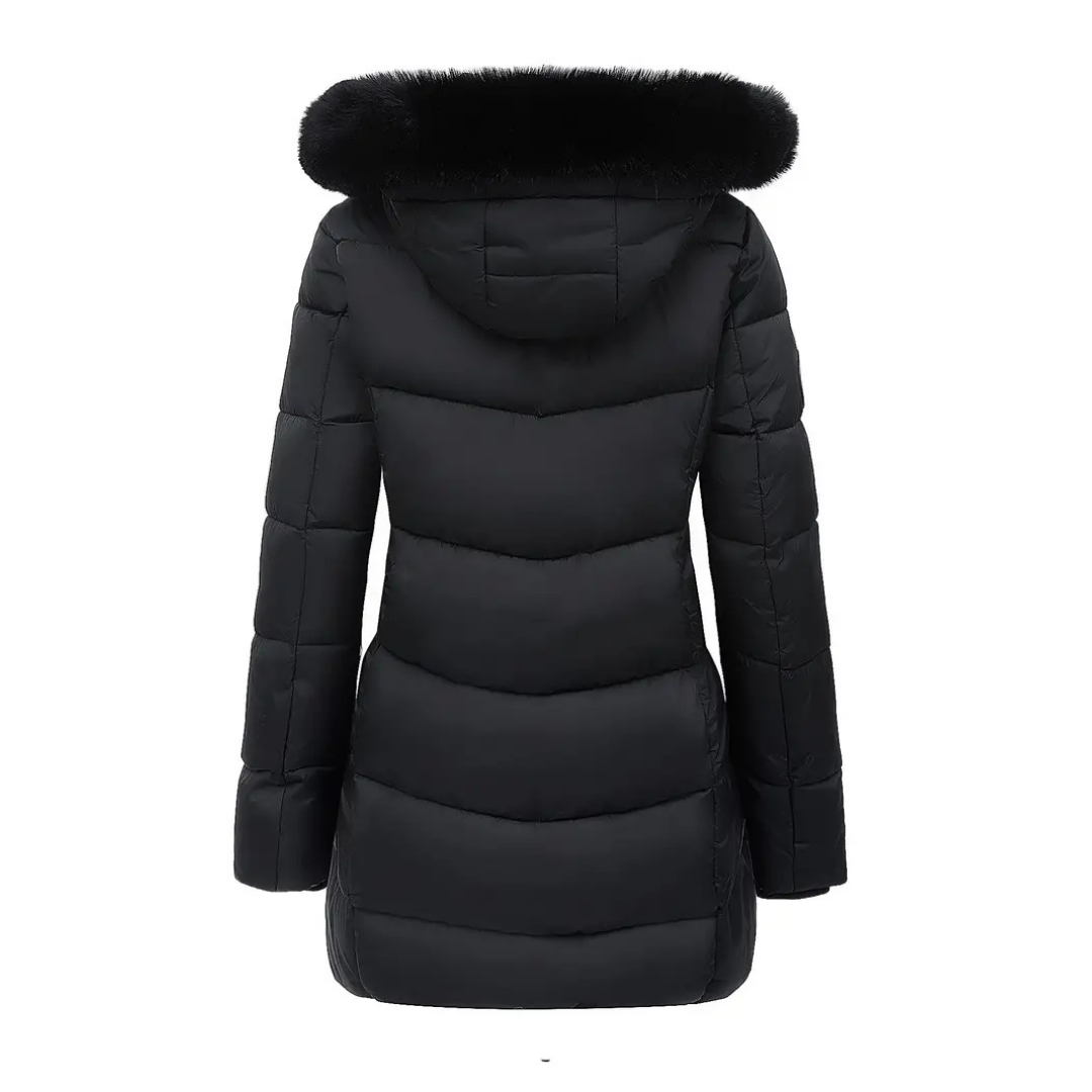 Cappotto invernale di lusso con collo in pelliccia