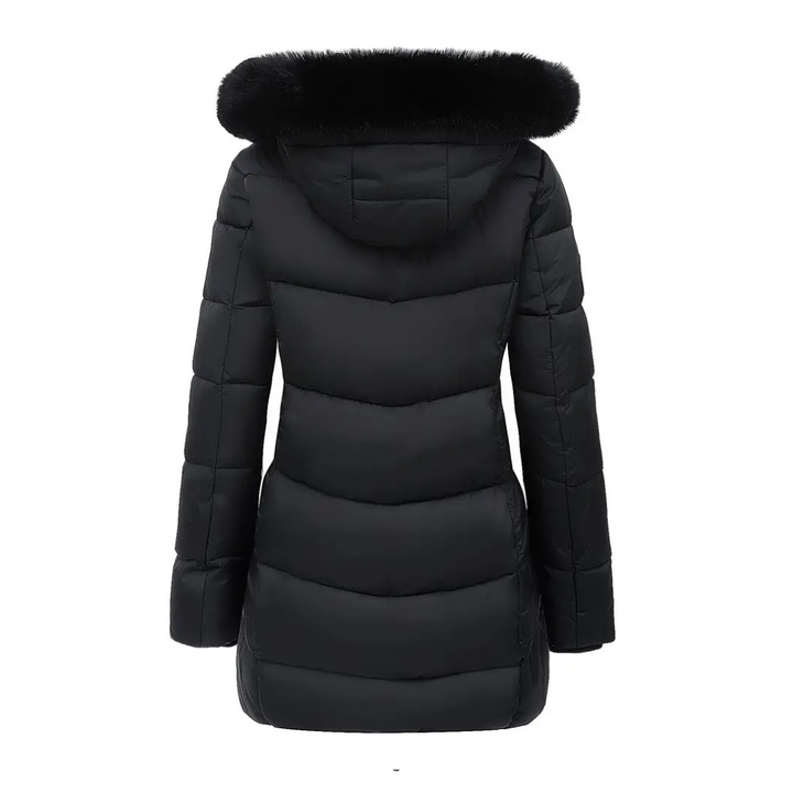 Cappotto invernale di lusso con collo in pelliccia