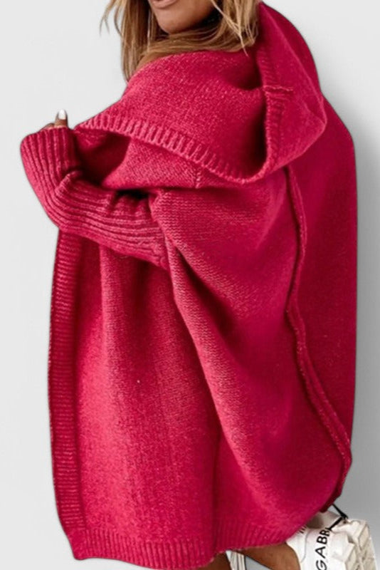 Cardigan in maglia oversize con cappuccio