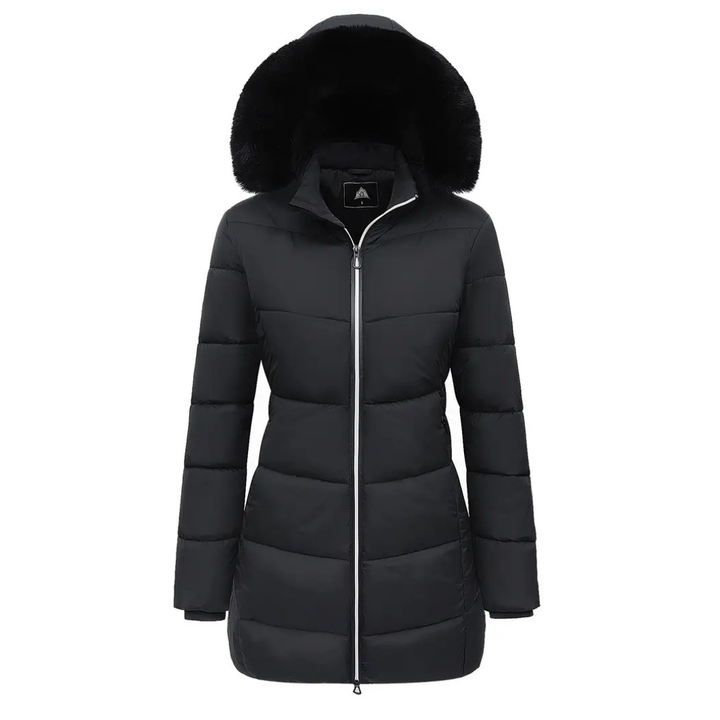 Cappotto invernale di lusso con collo in pelliccia