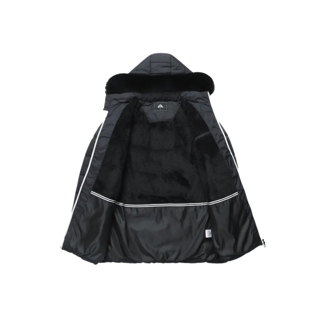 Cappotto invernale di lusso con collo in pelliccia