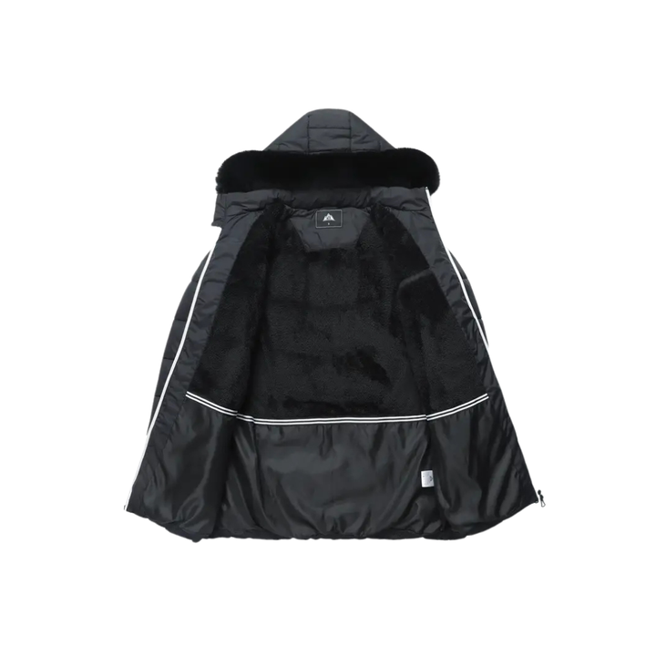 Cappotto invernale di lusso con collo in pelliccia