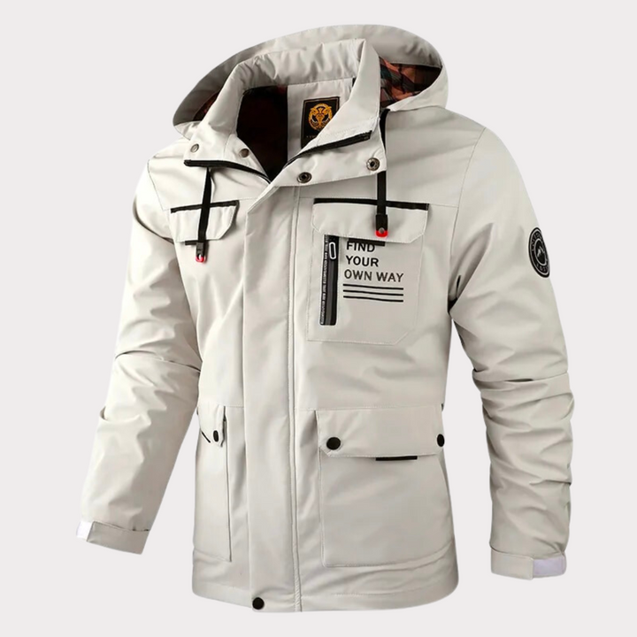 Elegante giacca antivento con cappuccio