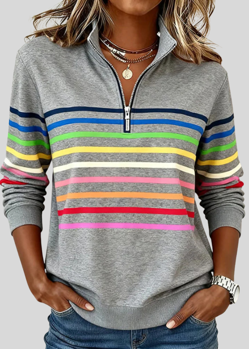 EMMA | Felpa da Donna a Righe con Zip a Quarto