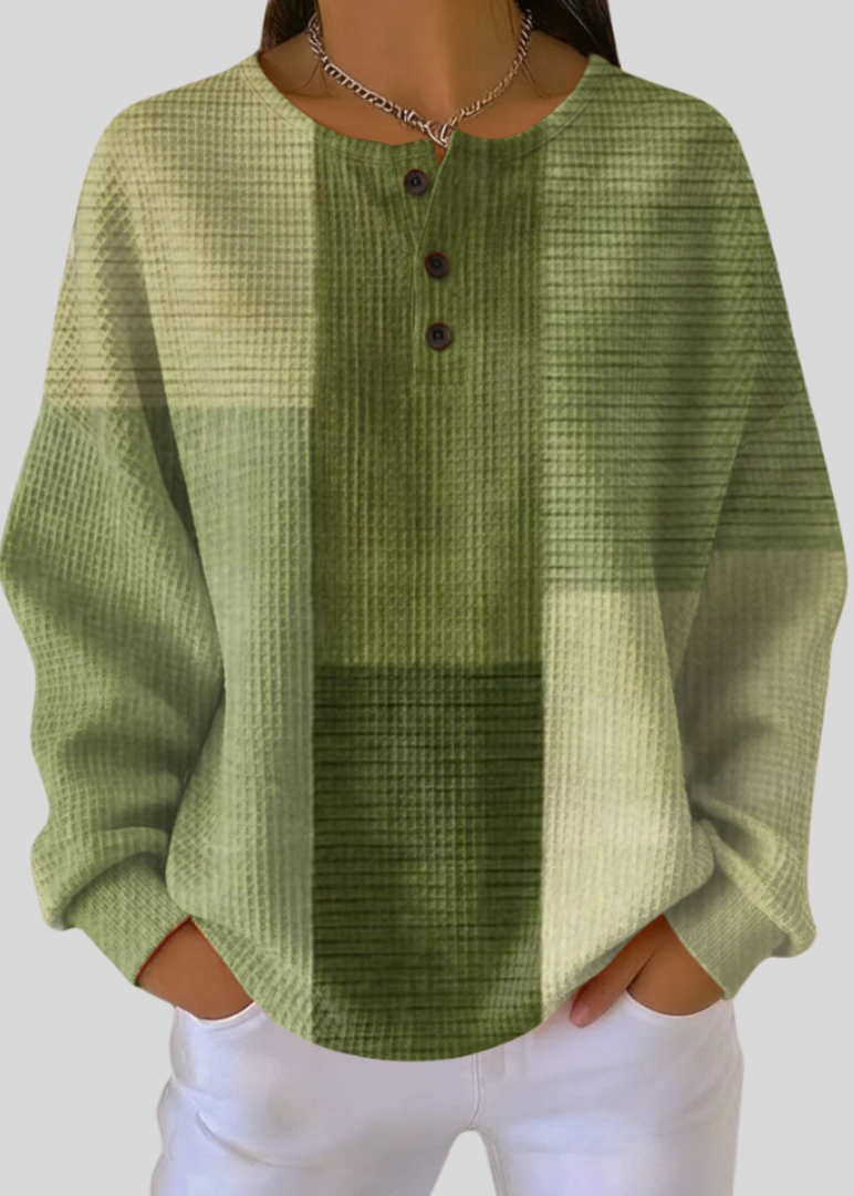 FLORA | Felpa Henley in Maglia Waffle Relaxed Fit da Donna