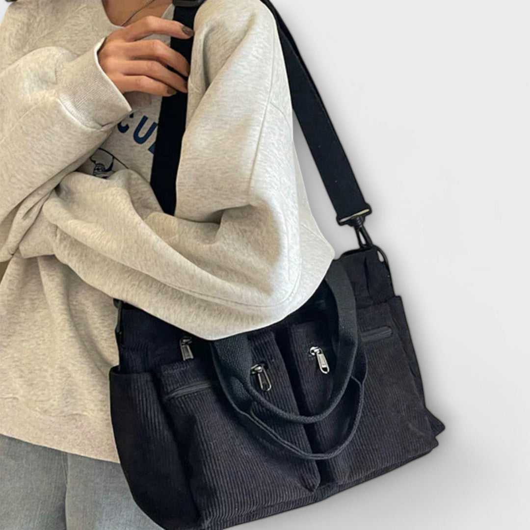 Imogen - Borsa a più tasche in velluto a coste