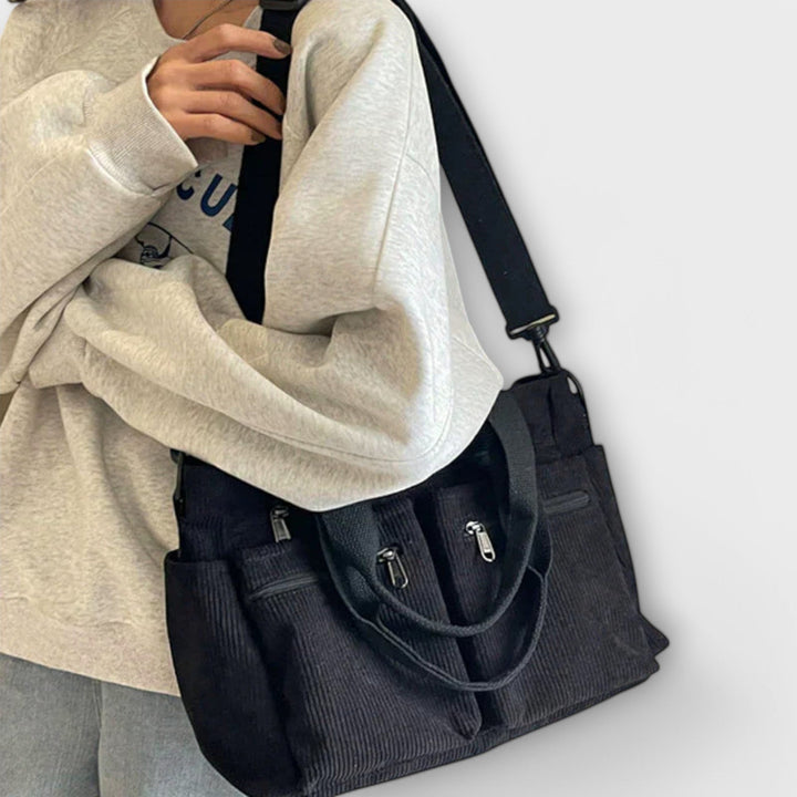 Imogen - Borsa a più tasche in velluto a coste