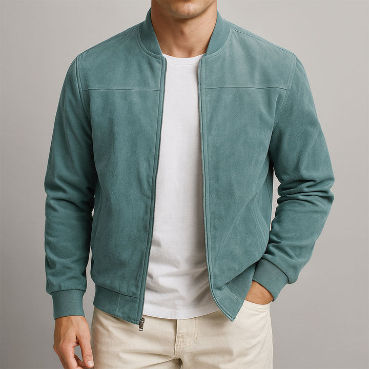 Giacca Elegante in Pelle Scamosciata