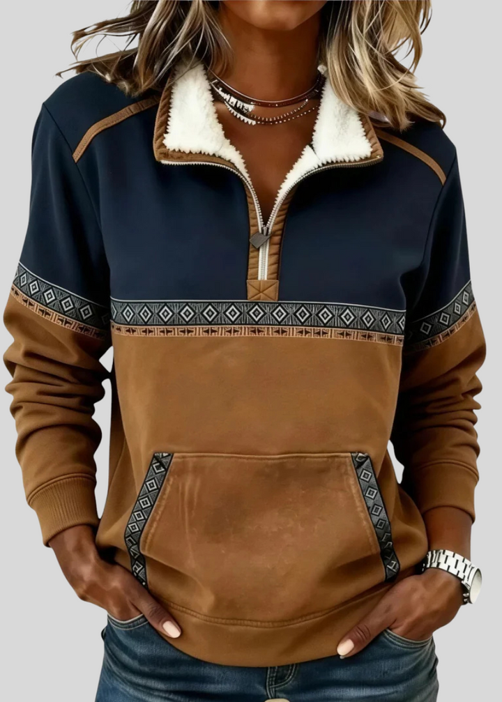 MADISON | Pullover da Donna con Collo Sherpa e Mezzo Zip