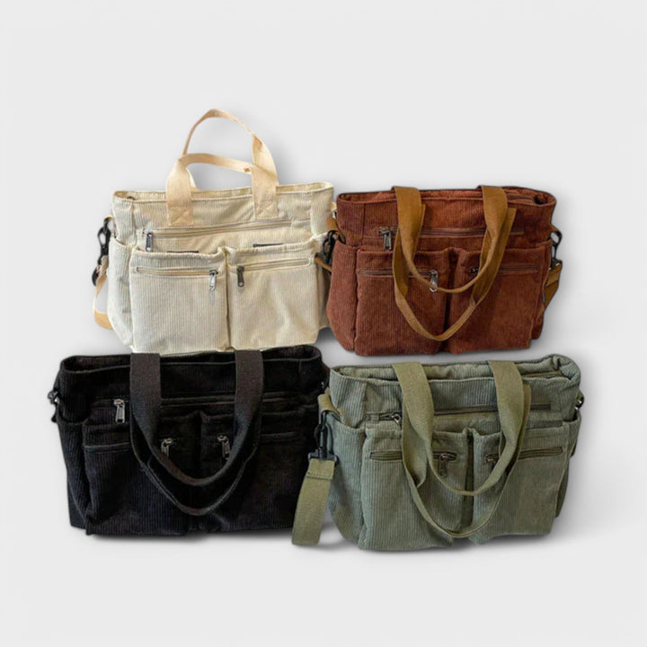 Imogen - Borsa a più tasche in velluto a coste
