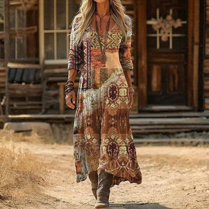 Hannah - Abito casual a maniche lunghe di ispirazione vintage