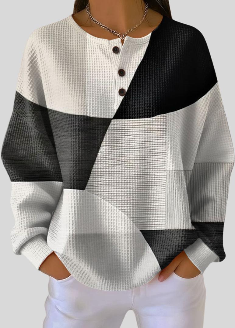 ISABELLA | Felpa Henley in Maglia Waffle da Donna
