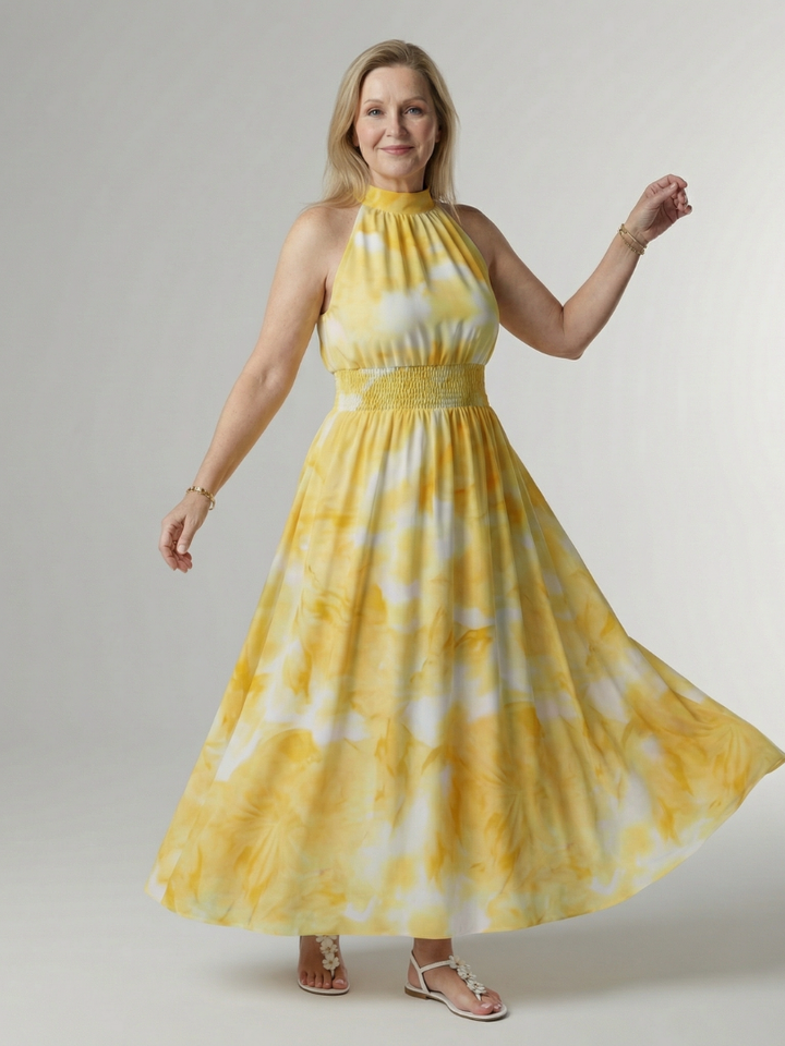 Sylin | Vestito midi con scollo all'americana arricciato