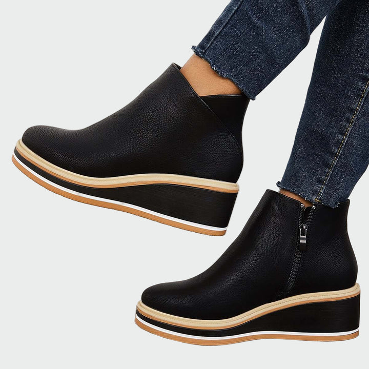 Leah - Orthopedic Faux Leather Ankle Boots