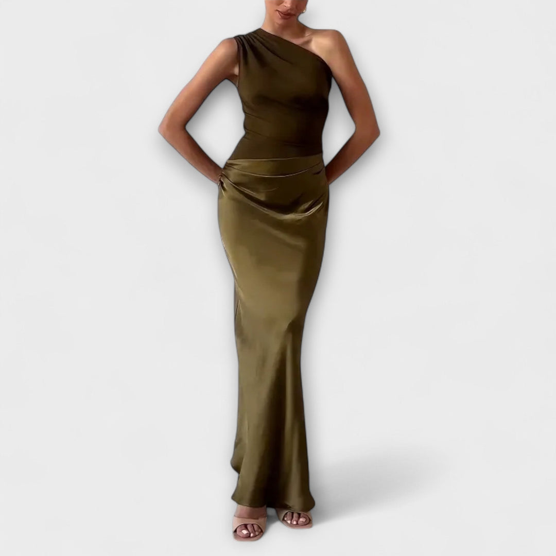 Elegante abito lungo monospalla