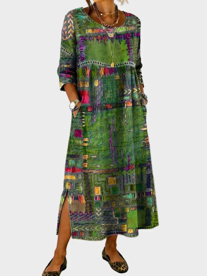 Inaya - Denim Dress with Ethno Patchwork