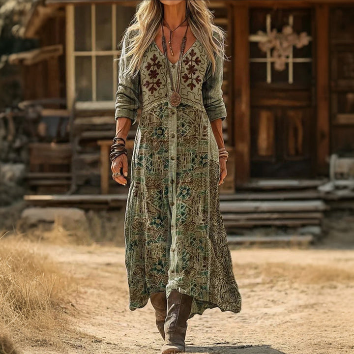 Chloe - Abito casual a maniche lunghe d'ispirazione vintage