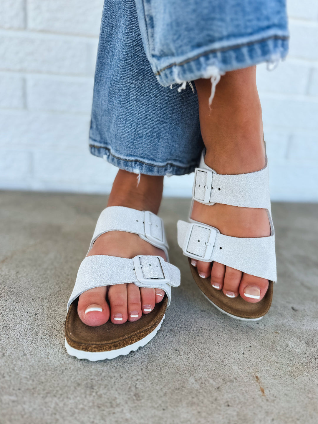 Sandalo Birkenstock Arizona Soft Footbed - Scamosciato moderno bianco antico