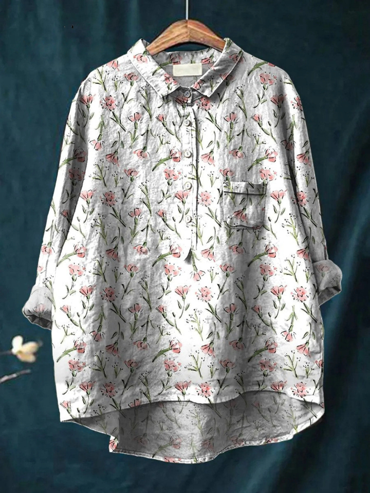 Zoe | Blusa casual da donna con motivo floreale primaverile rosa
