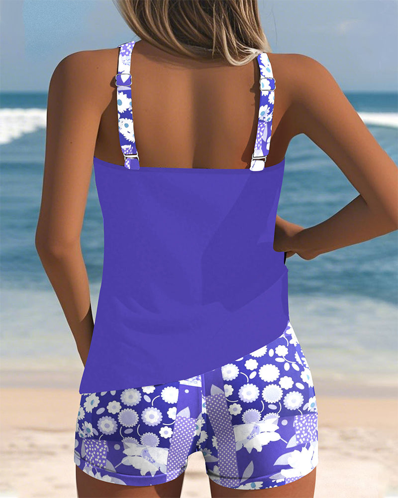 Alritta™ | Costume da bagno due pezzi dalla vestibilità comoda con motivo floreale da spiaggia