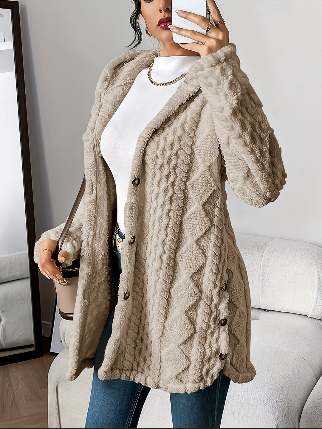 Irene - Cappotto soffice con cappuccio
