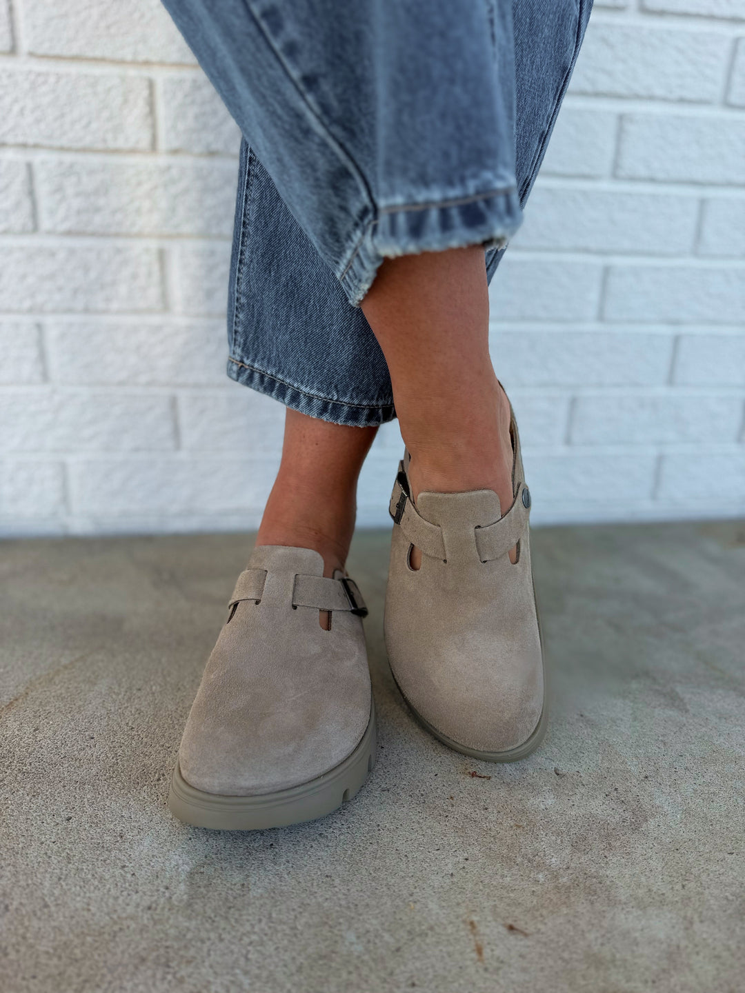 Birkenstock Boston Pap Chunky Suede Leather Clog - Taupe