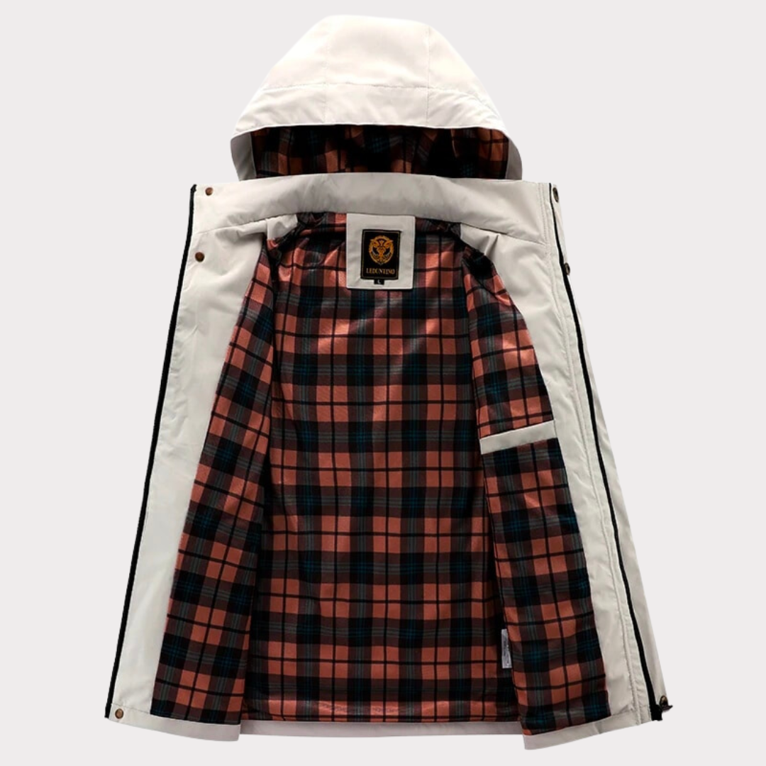 Elegante giacca antivento con cappuccio