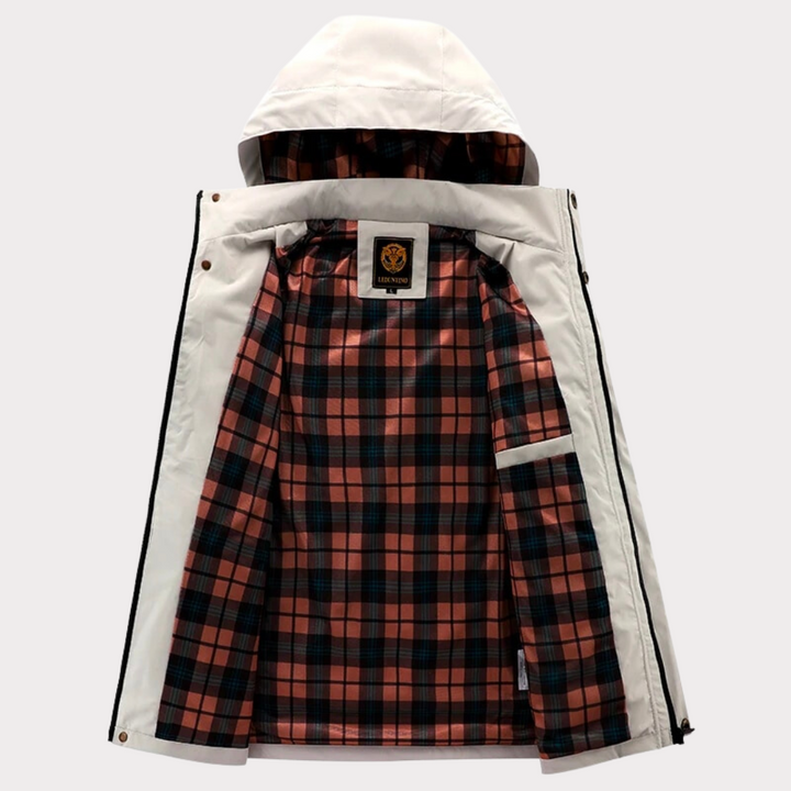 Elegante giacca antivento con cappuccio