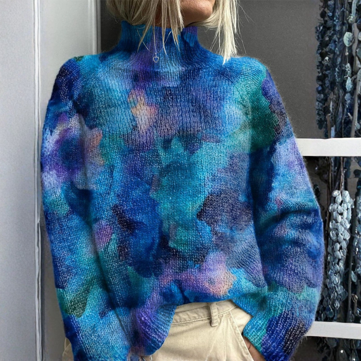 Mia - Maglione a collo alto con stampa floreale astratta