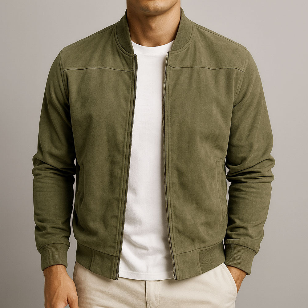 Giacca Elegante in Pelle Scamosciata